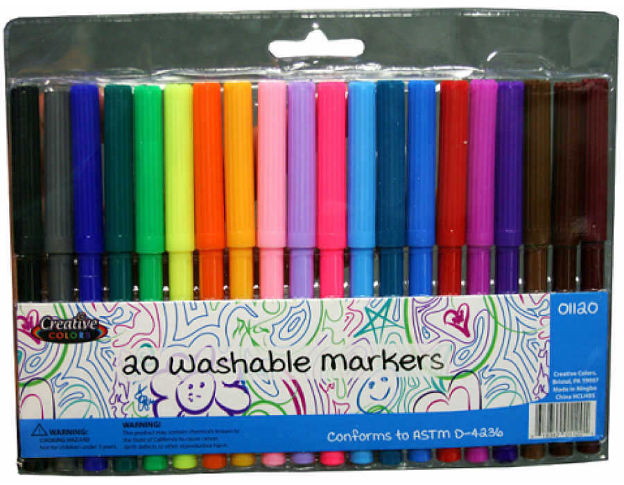 Washable Markers Felt Tip 20 Colors